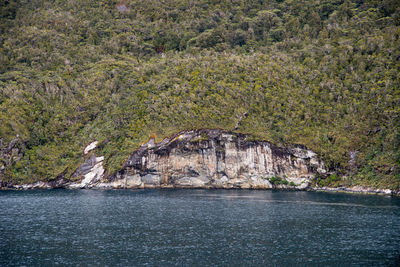 View of sea through rocks