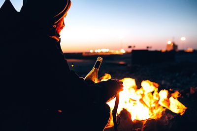 Close-up of fire during sunset