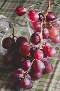 Close-up of grapes on table