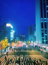 Illuminated buildings at night