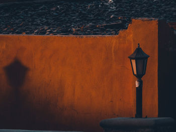 Street light against wall