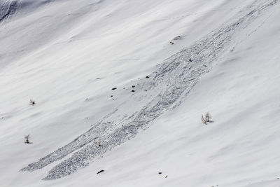 High angle view of snowy landscape