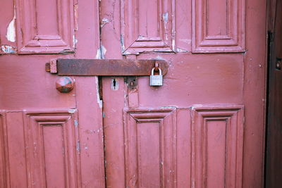 Close-up of closed wooden door