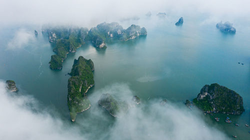 Panoramic view of sea and rocks