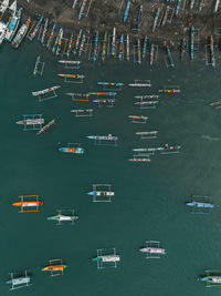 High angle view of boats in sea