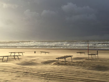 Scenic view of beach against sky