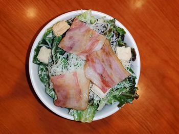 High angle view of food in plate