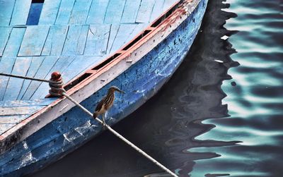 High angle view of boat in canal