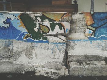 Low angle view of graffiti on wall