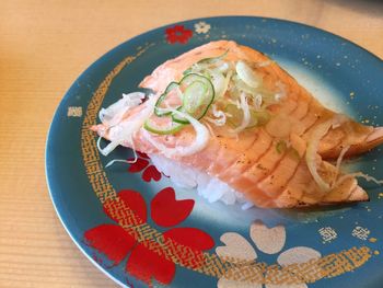 High angle view of meal served in plate