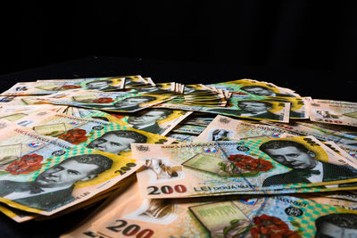 Close-up of paper currencies