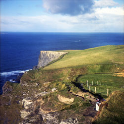 High angle view of sea against sky