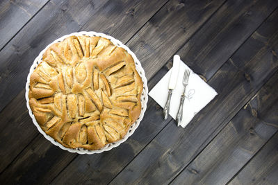 High angle view of bread
