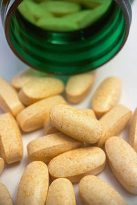 Close-up of pills on table