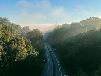 Road amidst trees against sky