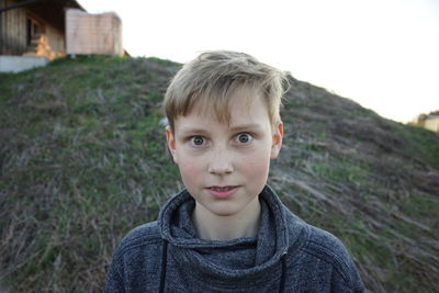 Close-up portrait of young boy