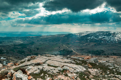 Scenic view of dramatic landscape against sky