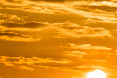 Low angle view of orange sky