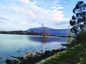 Scenic view of lake against sky