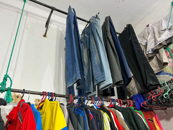 Clothes hanging on rack