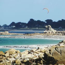 Scenic view of sea against clear sky