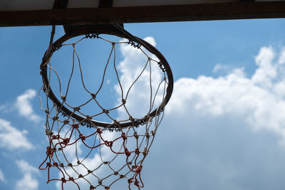 Low angle view of basketball hoop against sky