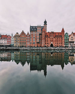 Reflection of buildings in the river, gdansk poland