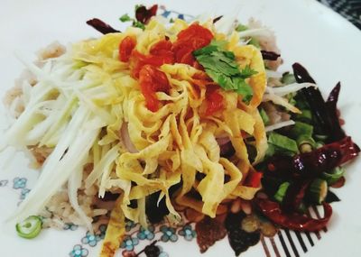 Close-up of salad served in plate