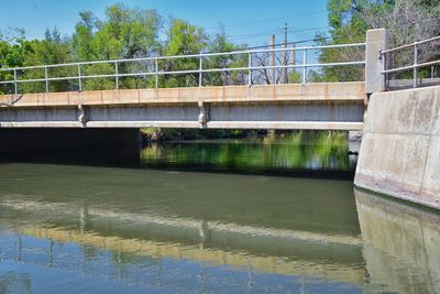 Bridge over river against sky