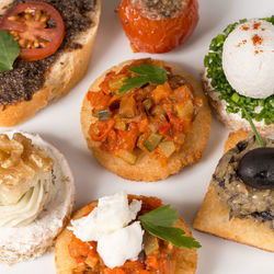 Close-up of food served on table