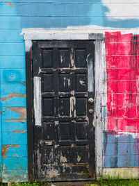 Close-up of closed door of building