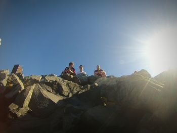 Silhouette of woman against clear sky