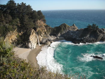 Scenic view of beach and sea against sky