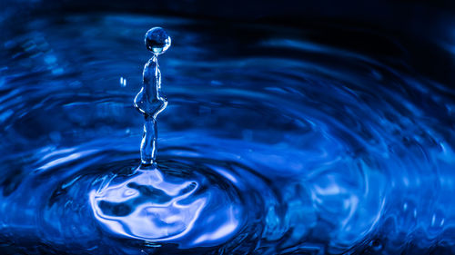 Close-up of drop falling in water