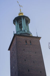 Low angle view of tower against clear sky