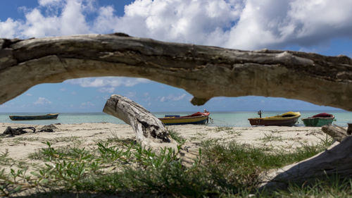 Scenic view of beach against sky