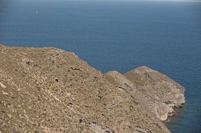 High angle view of rocks on beach