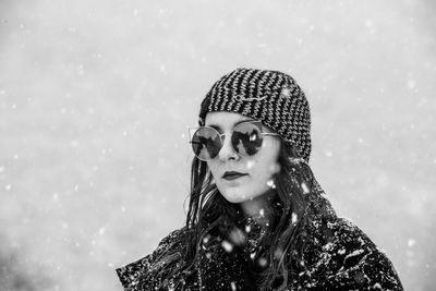 Portrait of a young woman in winter