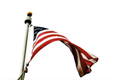 Low angle view of flag against white background