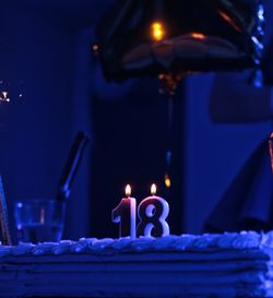 Close-up of illuminated candles