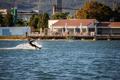 View of a jumping in sea