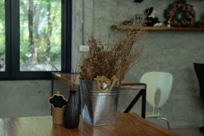 Close-up of potted plant on table at home