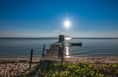 Scenic view of sea against clear sky