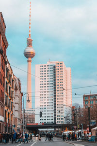 View of buildings against cloudy sky