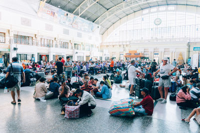 Group of people at airport in city