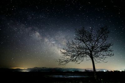 Scenic view of star field against star field at night