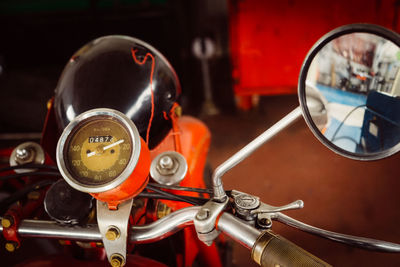 Extreme close up of a motorbike