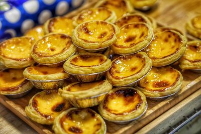 High angle view of pastries on table at store