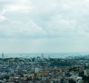 High angle view of townscape against sky