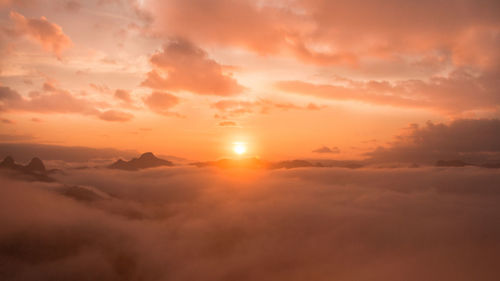 Scenic view of dramatic sky during sunset